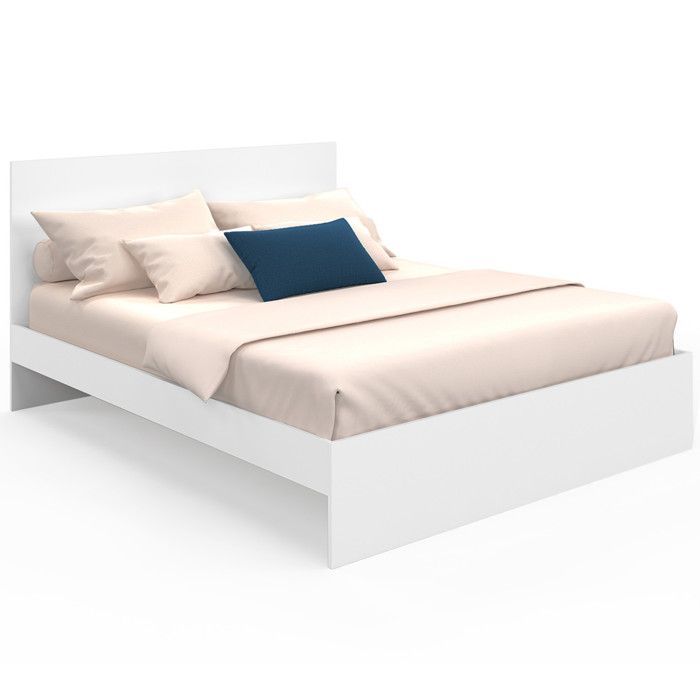 Cama doble blanca con somier - 160 x 200 cm