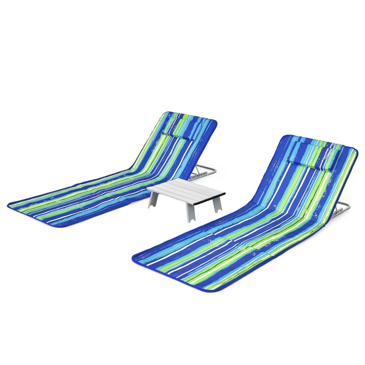 Juego de 2 tumbonas reclinables 161 x 51,5 x