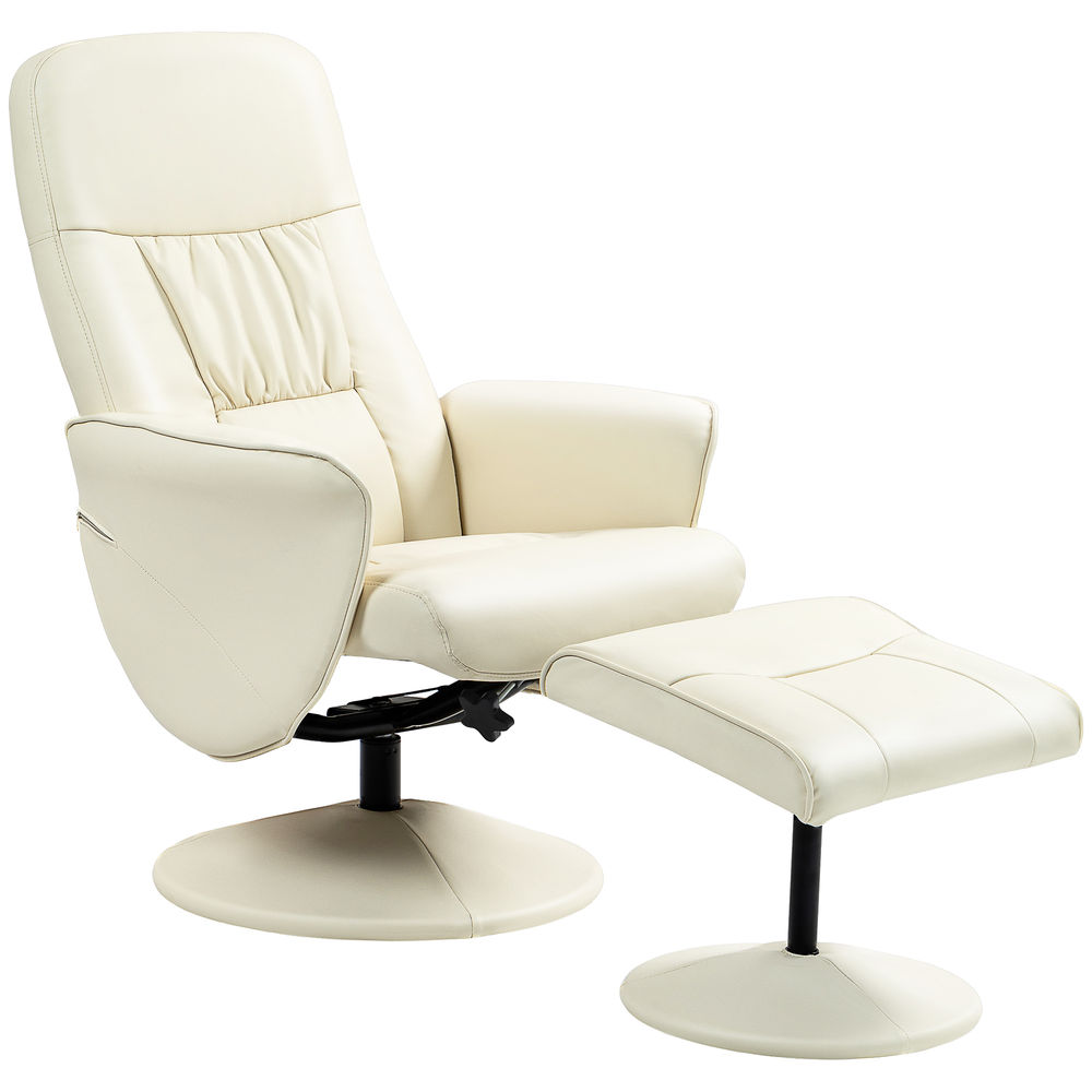 Sillón reclinable otomana 76x81x101 cm pu, espuma color beige Homcom