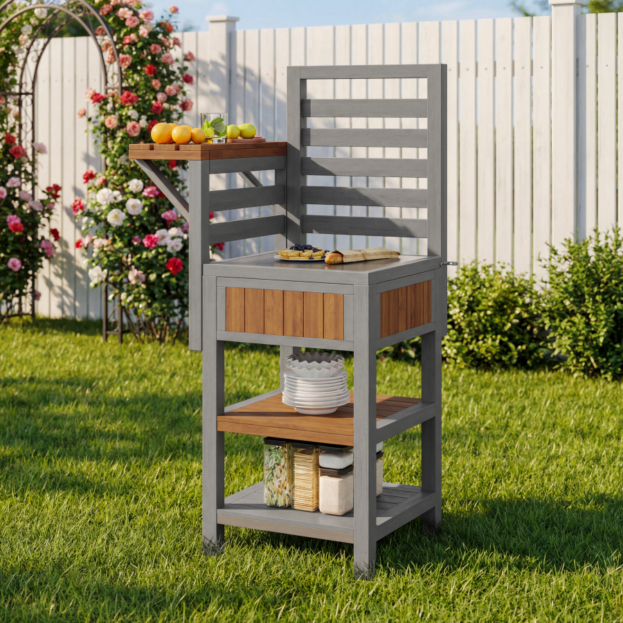 Armario de jardín exterior con 2 estantes madera natural 149x74x54cm