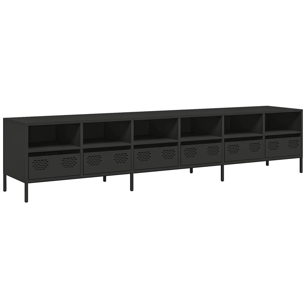 Mueble de tv moderno de color negro con amplio