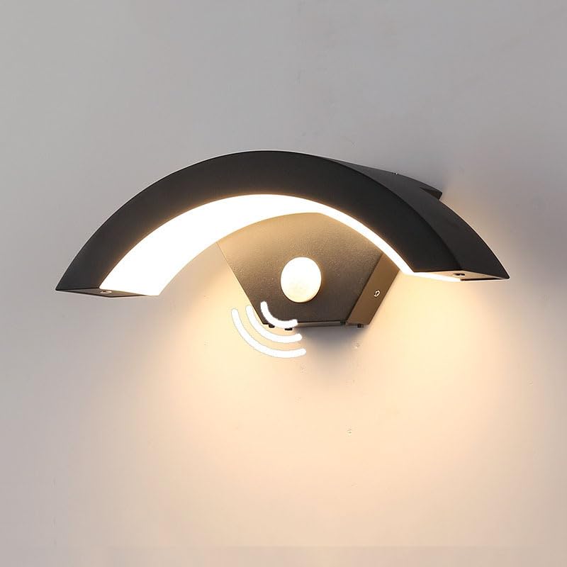 Aplique de pared exterior con sensor impermeable 24 w 3000 k negro