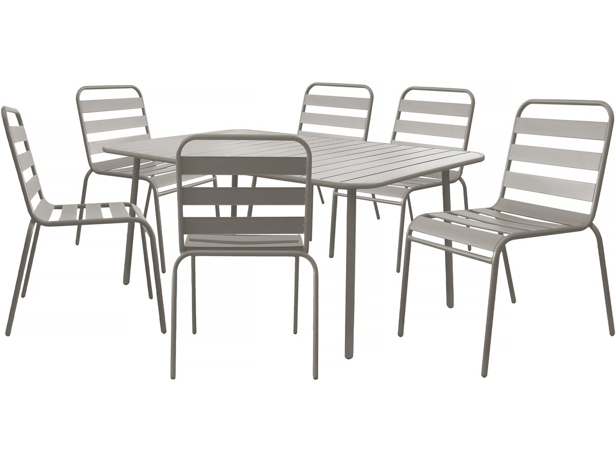 Conjunto de muebles de jardín metálicos "bilbao" - 6 plazas - taupe