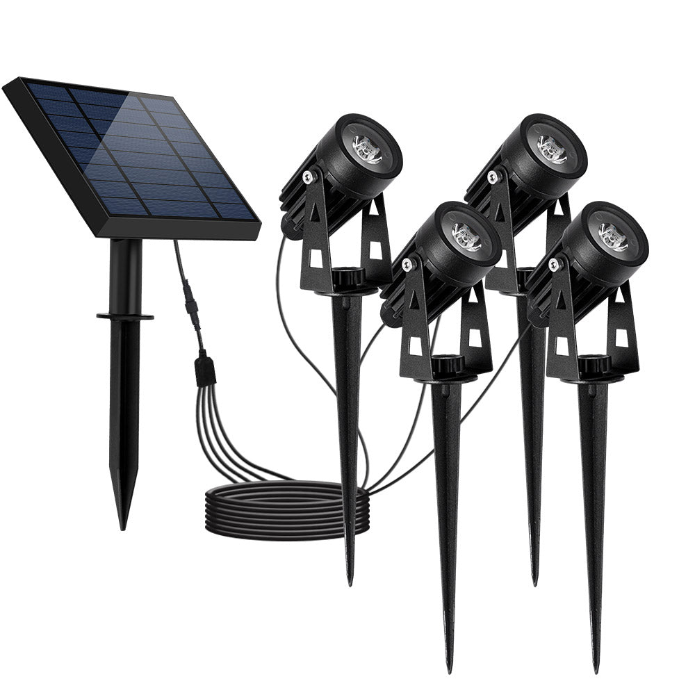 Juego de 4 focos solares conectados 200lm roundy