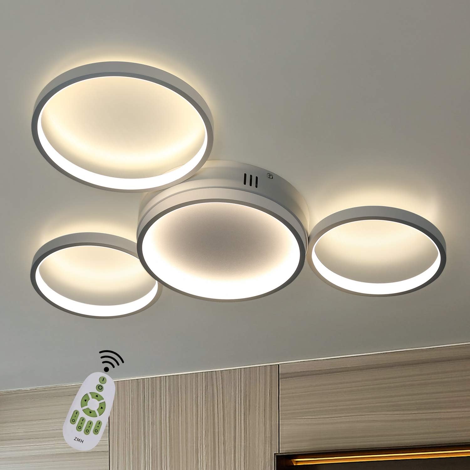 Nettlife plafón LED plafón con mando a distancia regulable 52w moderno con