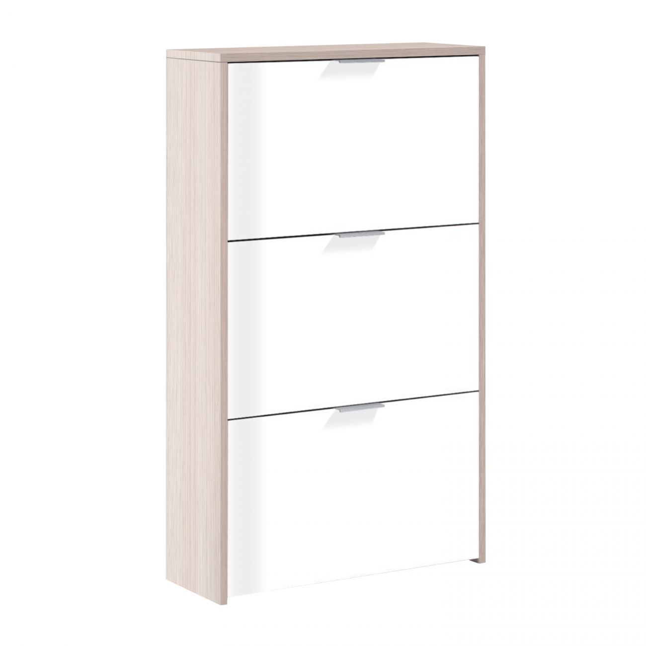 Zapatero de 3 puertas abatibles 60x113 cm snow roble - blanco