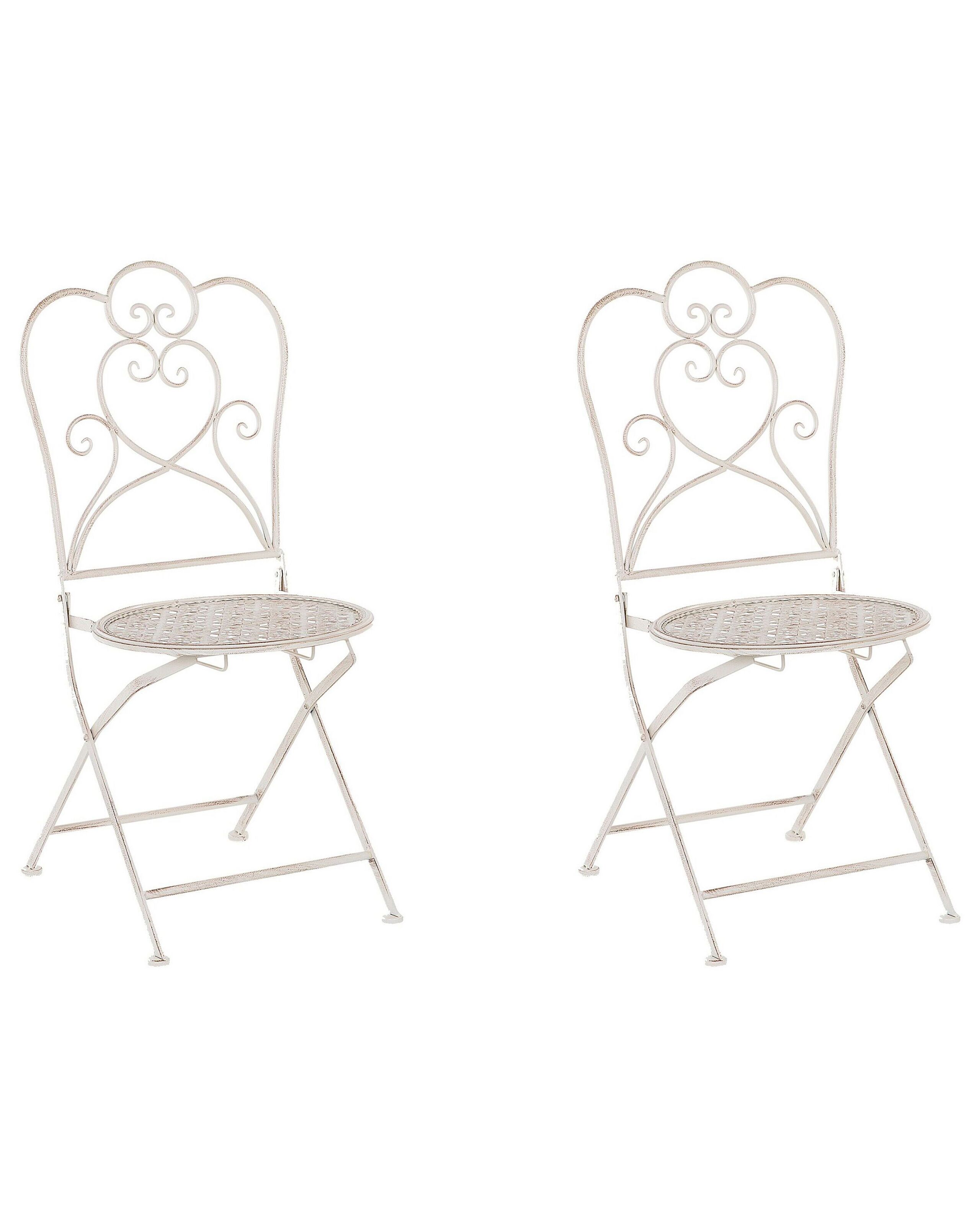 Conjunto de 2 sillas de jardín trieste plegable metal beige claro