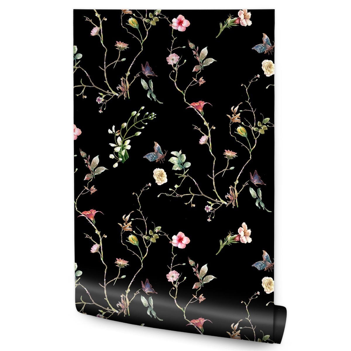 Papel Pintado Para Sala Con Mariposas Y Flores De Colores 53cm x 10m
