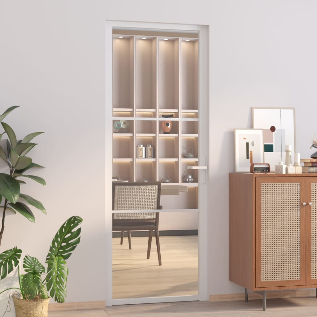 Puerta interior vidrio egs y aluminio blanco 76x201,5 cm wef5120
