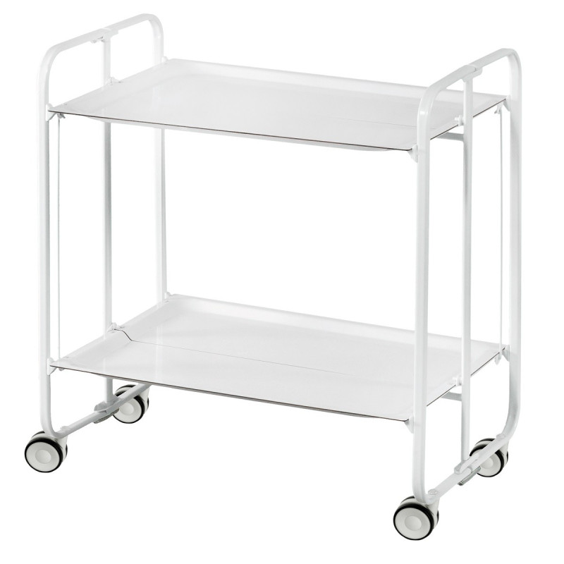 Carrito auxiliar con ruedas bauhaus armazón metálico blanco, 2 bandejas