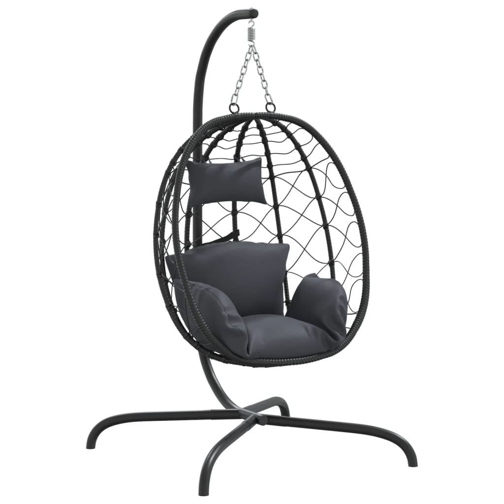 vidaXL sillón colgante con forma de huevo y cojín antracita de ratán