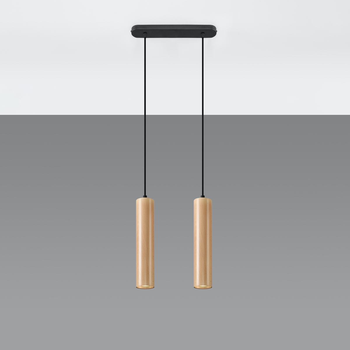Lámpara coLGante lino 2 madera natural madera 30x90x6cm