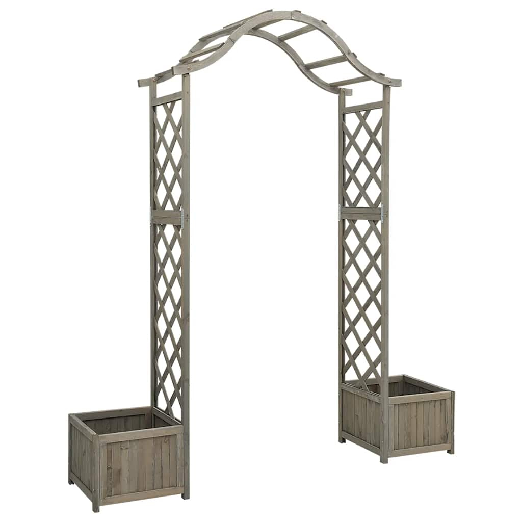 vidaXL pérgola de jardín con jardinera madera maciza de abeto gris