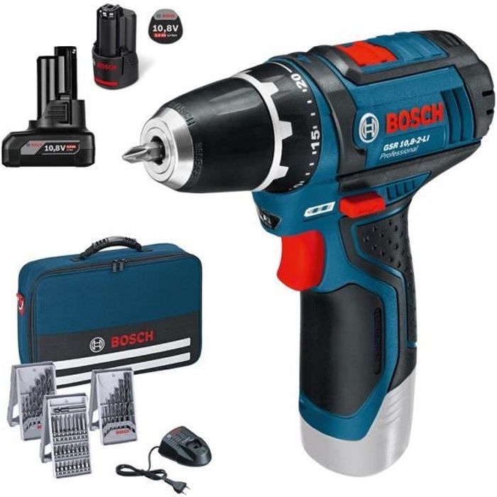 Atornillador-taladrador a batería bosch gsr12v-15 con batería y accesorios