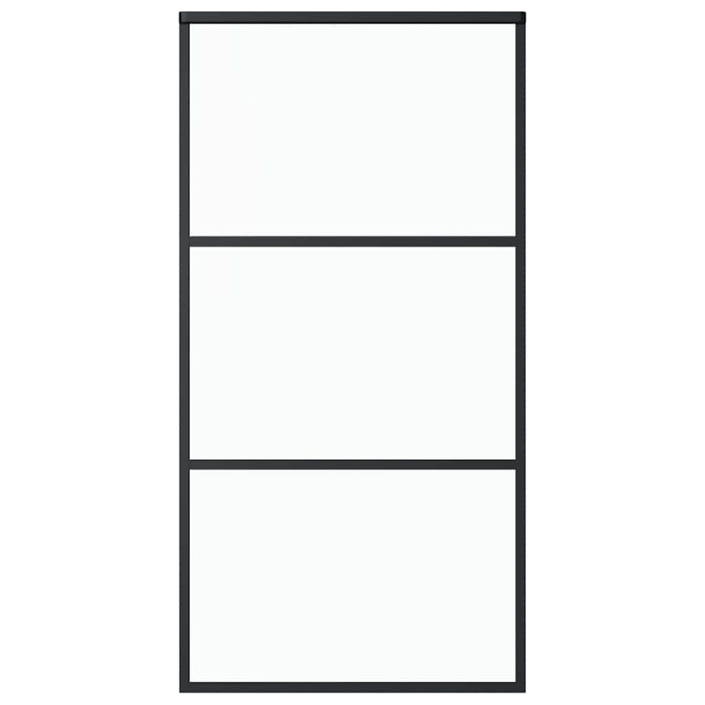 vidaXL puerta corredera esg vidrio y aluminio negra 102x205 cm