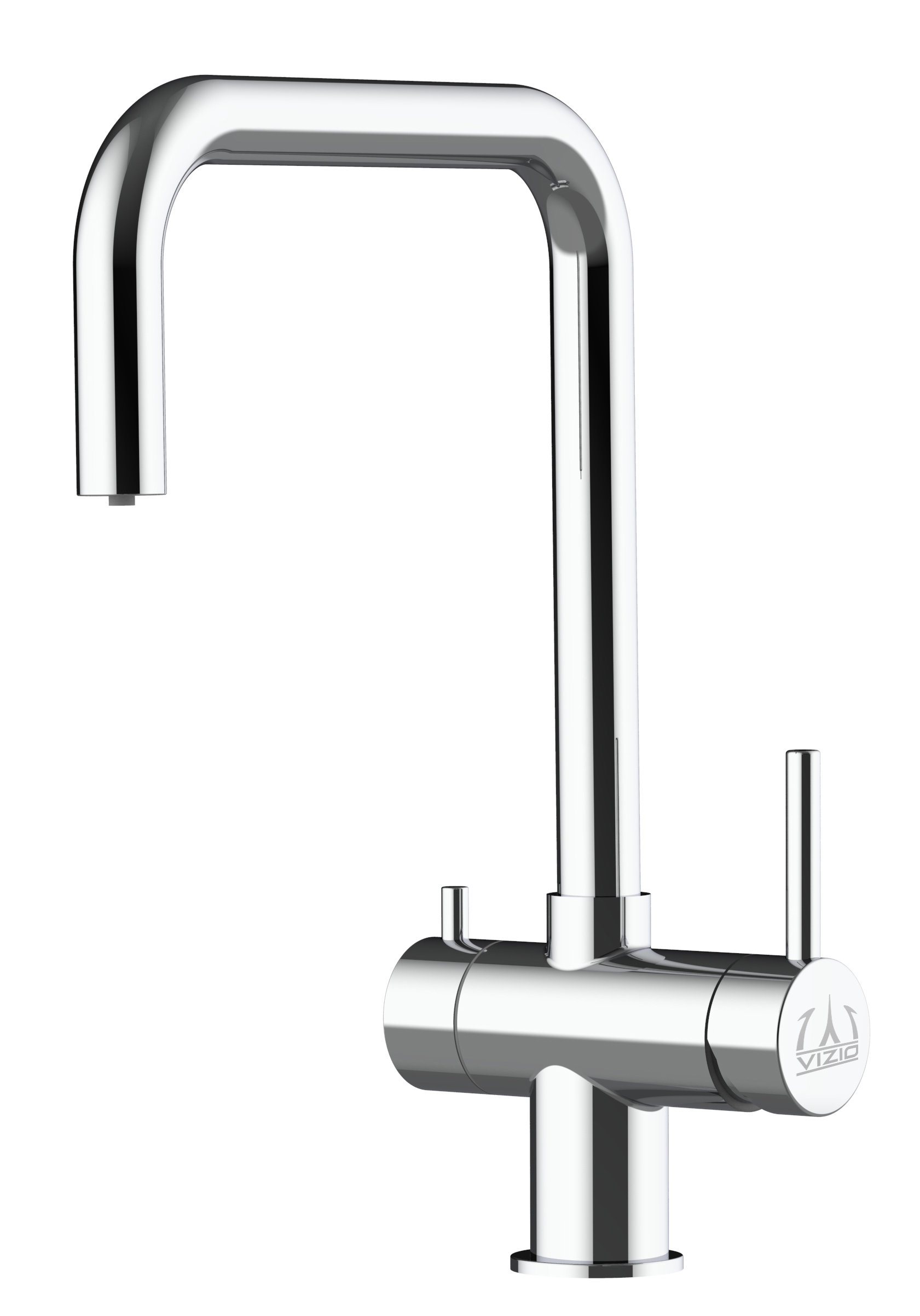 Grifo de cocina 3 vías acero inox pulido caño N giratorio