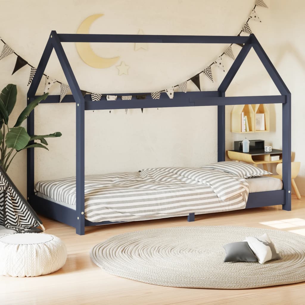 Cama 70x140 cm infantil madera maciza pino gris