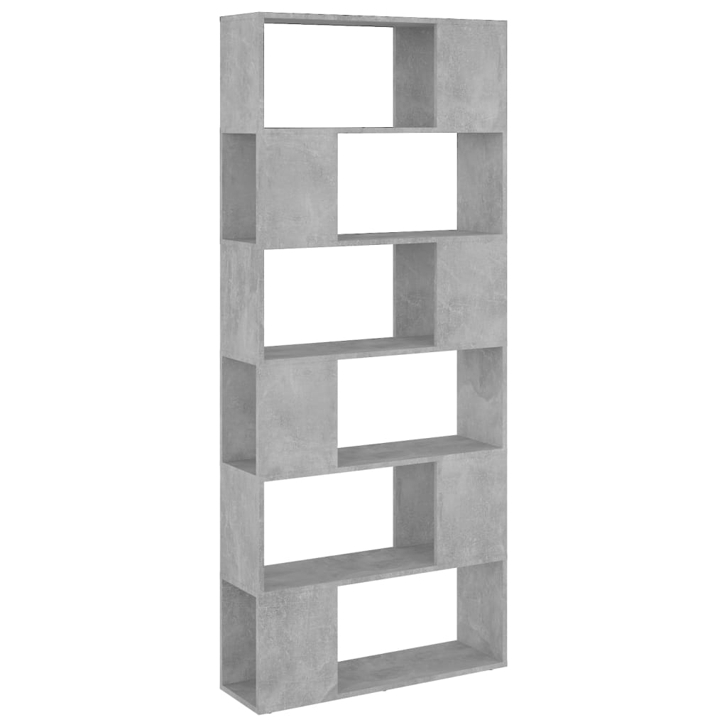 vidaXL librería separador contrachapada gris hormigón 80x24x186 cm