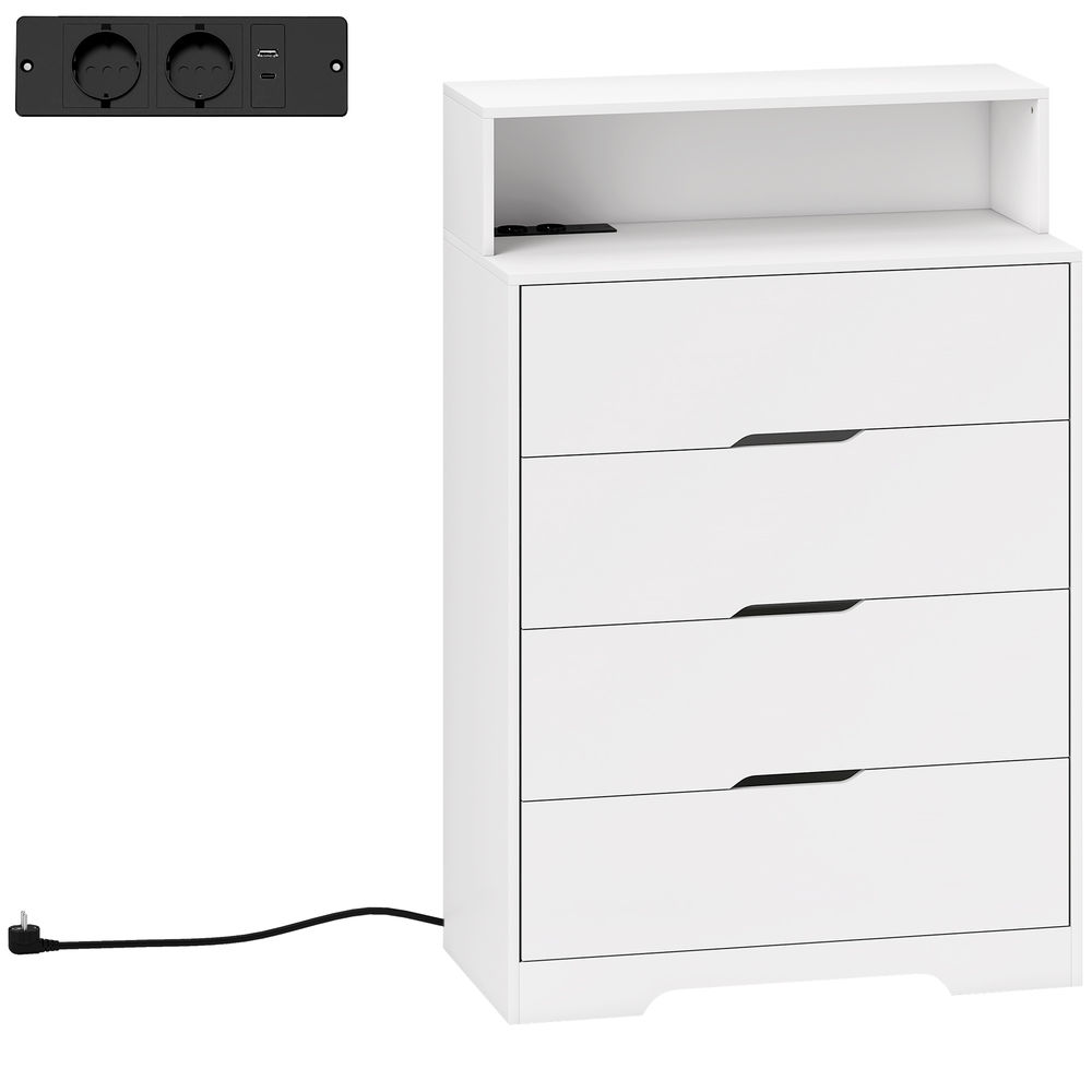 Cómoda 80x40x120 cm color blanco Homcom, hogar - muebles de dormitorio