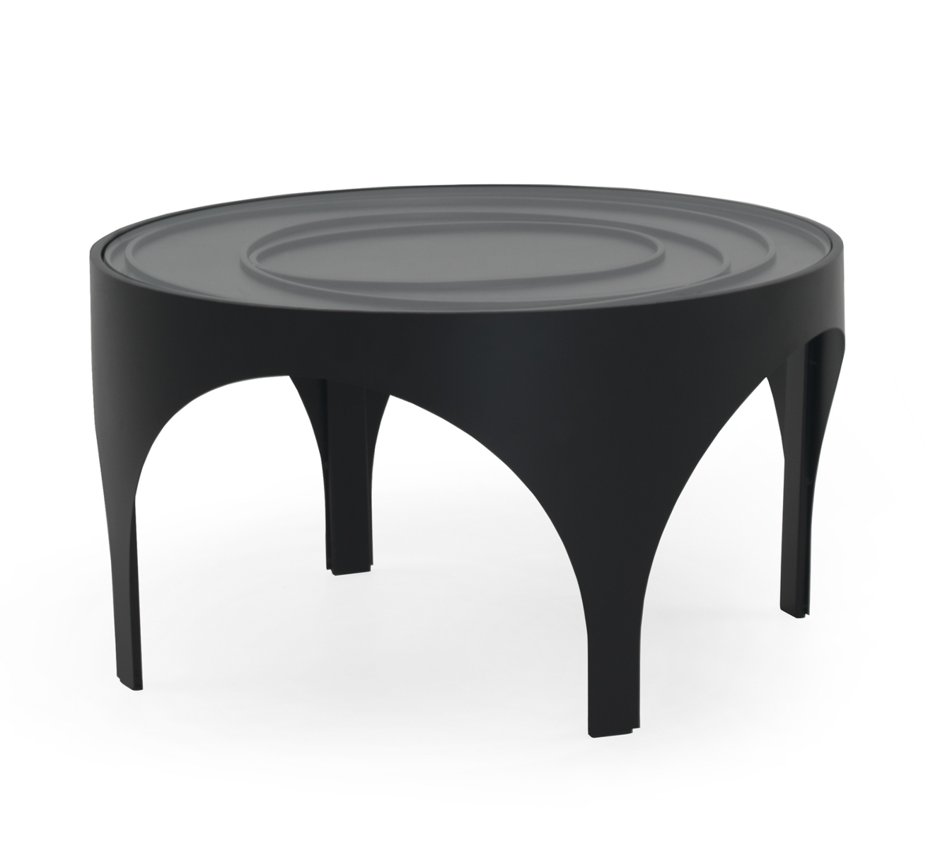 Mesa de centro de metal negro con cristal, 70x70x38cm