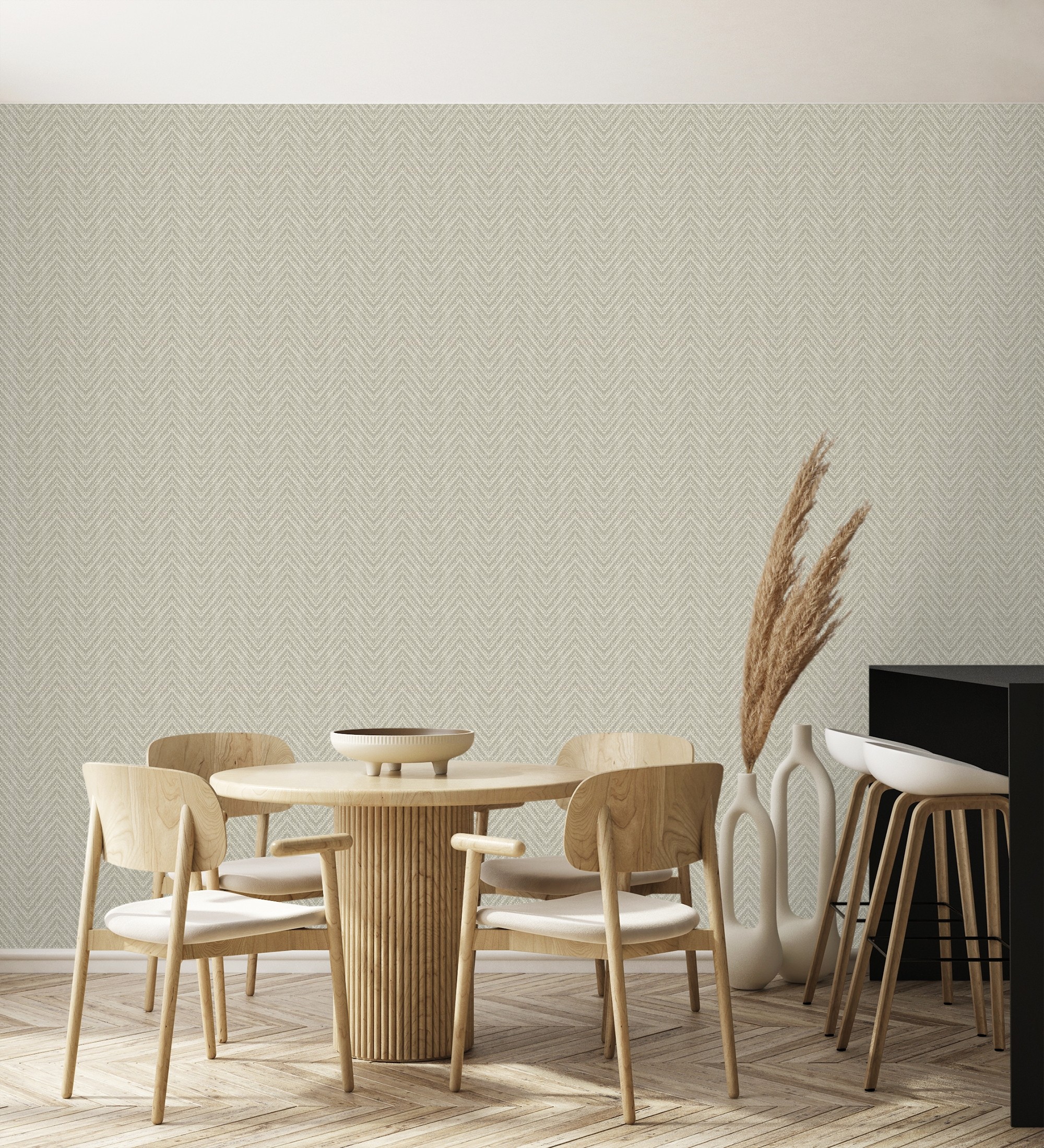 Papel pintado gaulan de espigas fibra vegetal camel y beige con 5.23m²