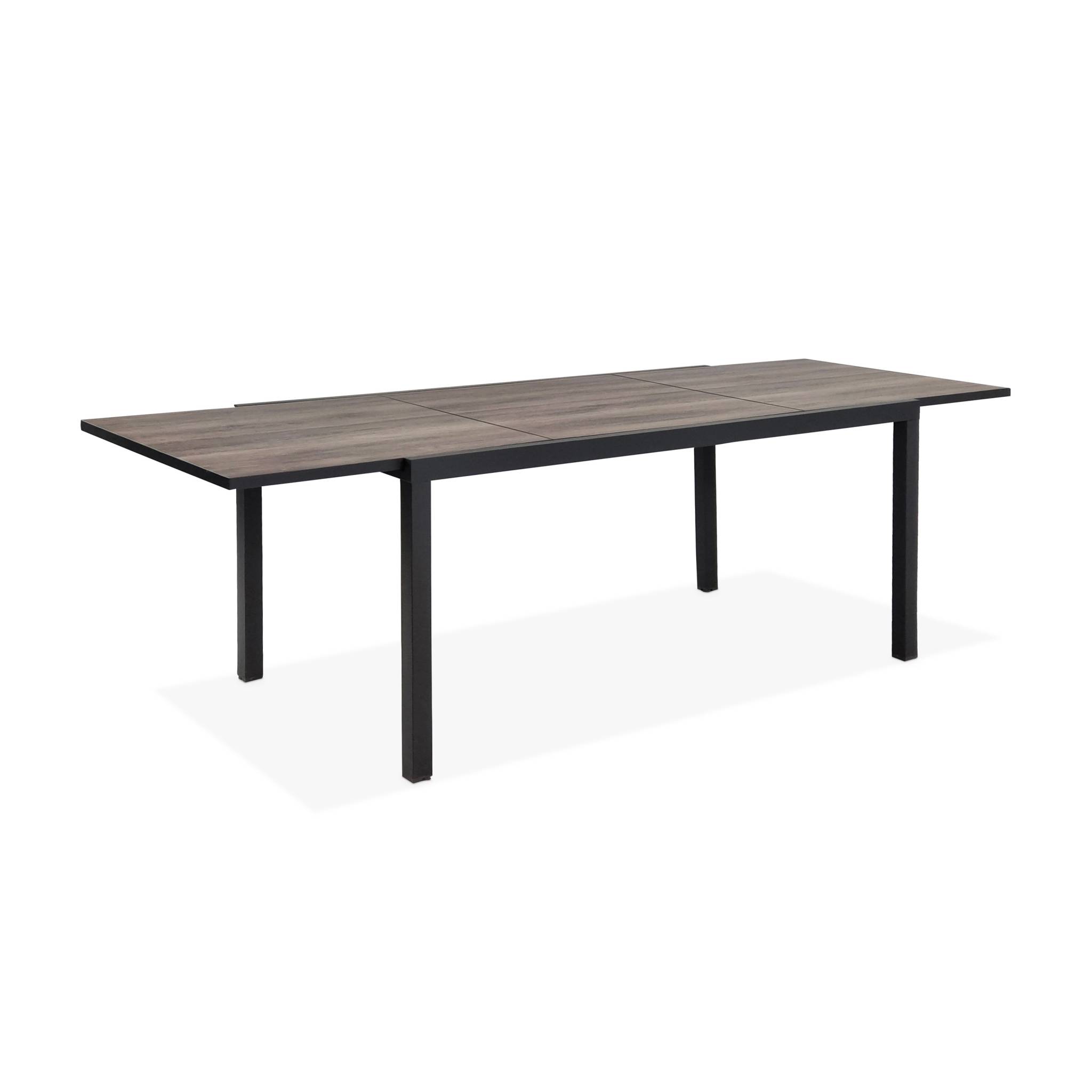 Mesa de jardín de madera extensible de dpc y aluminio, 6-8 plazas marrón