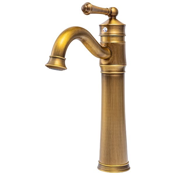 Grifo lavabo caño alto monomando retro, bronce
