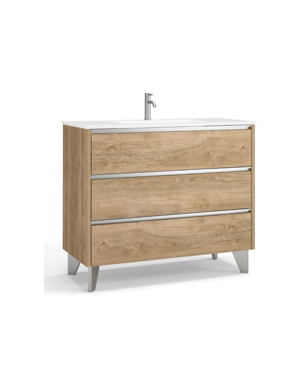 Mueble de baño al suelo con lavabo cerámico | 70 cm - roble natural