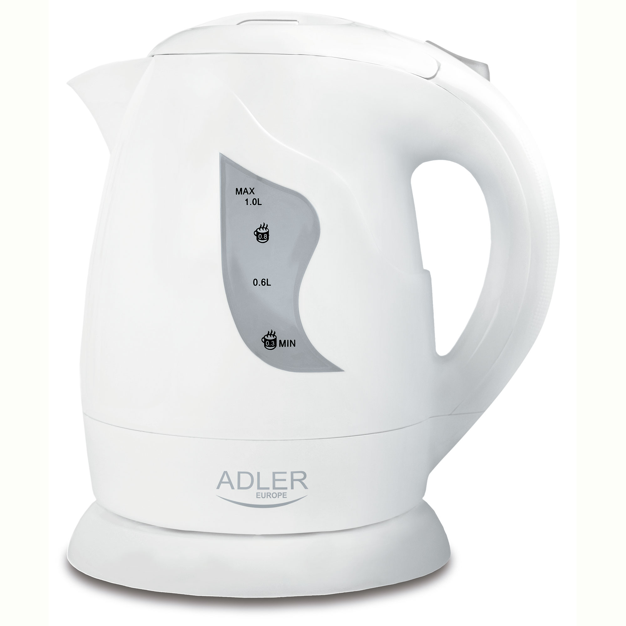 Hervidor agua eléctrico, 1,0 l, resistencia o adler ad 08w blanco 850w