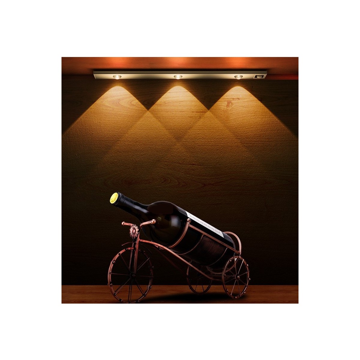 Luz armario 40cm luz cálida 3000k con sensor movimiento usb recargable