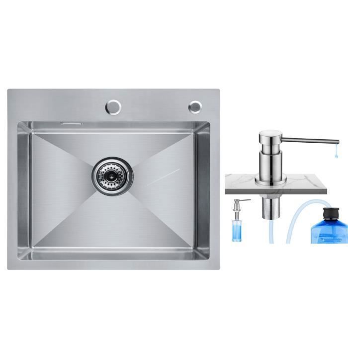 Fregadero de cocina - cepillado - 50x45cm - acero inoxidable - 1 seno - man