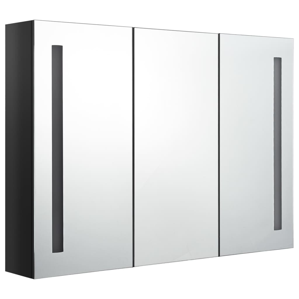 vidaXL armario de baño con espejo LED negro brillante 89x14x62 cm