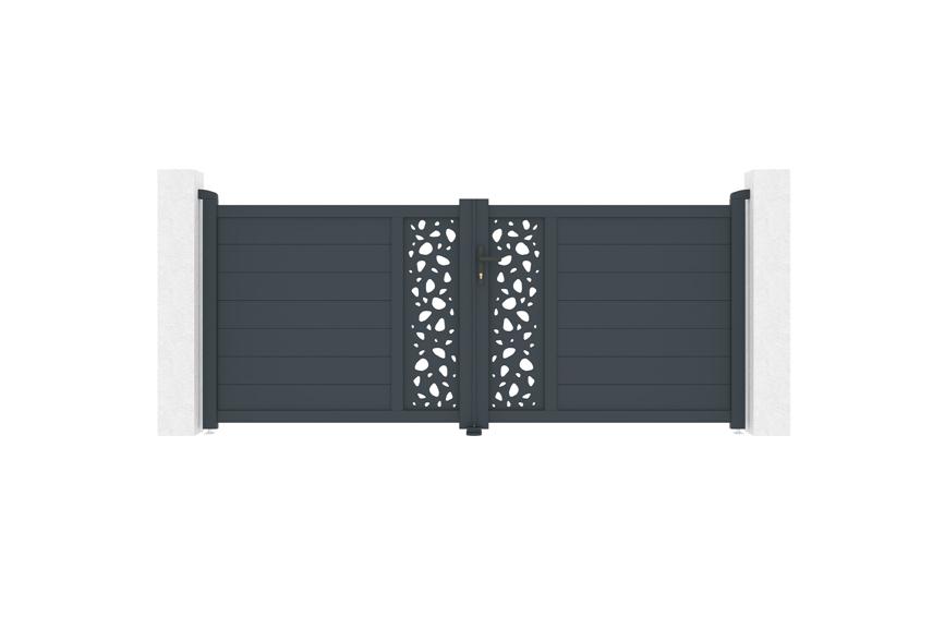 Puerta batiente regulable ancho 3m sunny h.120cm aluminio gris