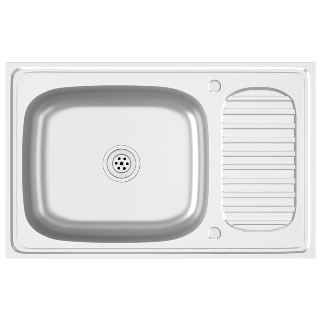 vidaXL fregadero de cocina con escurridor acero inox 800x500x155 mm