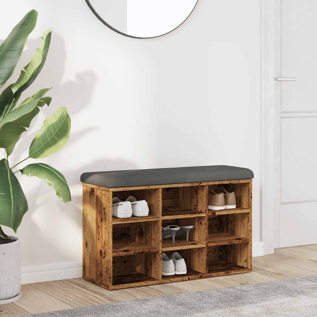 Banco zapatero madera de ingeniería madera vieja 82x32x50 cm oif115997