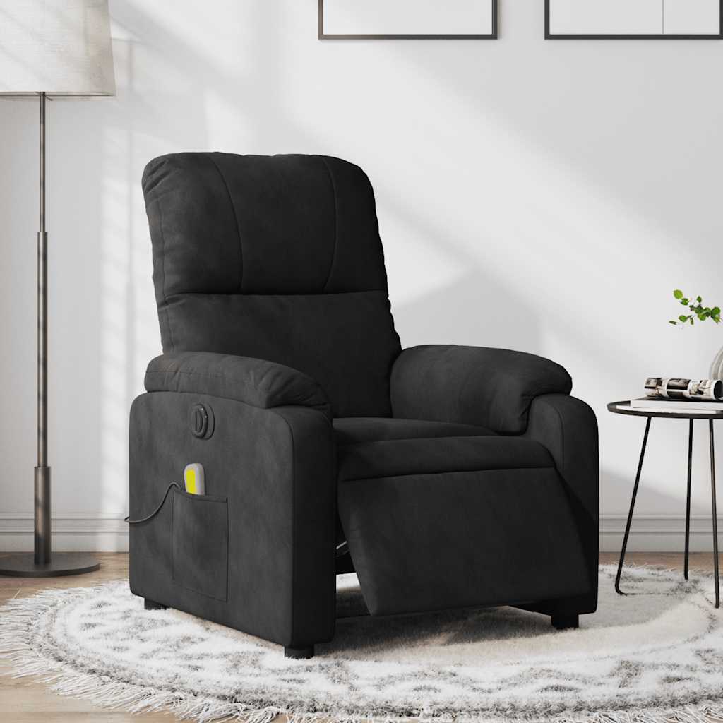 Sillón reclinable de masaje eléctrico tela de microfibra negro qweo5342