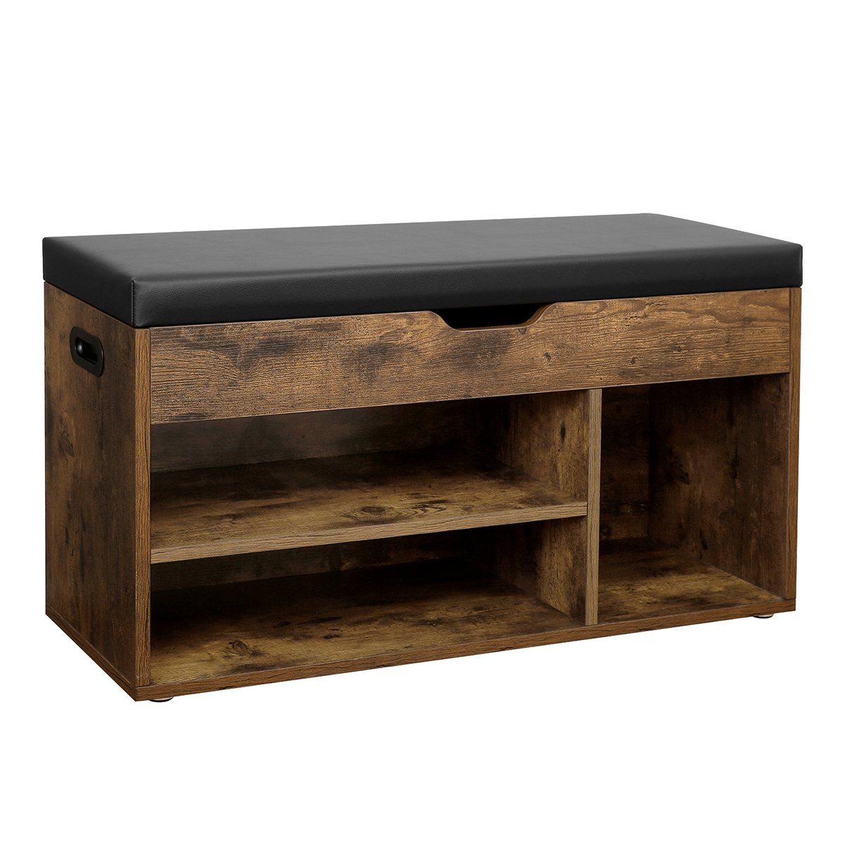 Banco zapatos 3 compartimentos y 1 contenador l80 cm - efecto madera