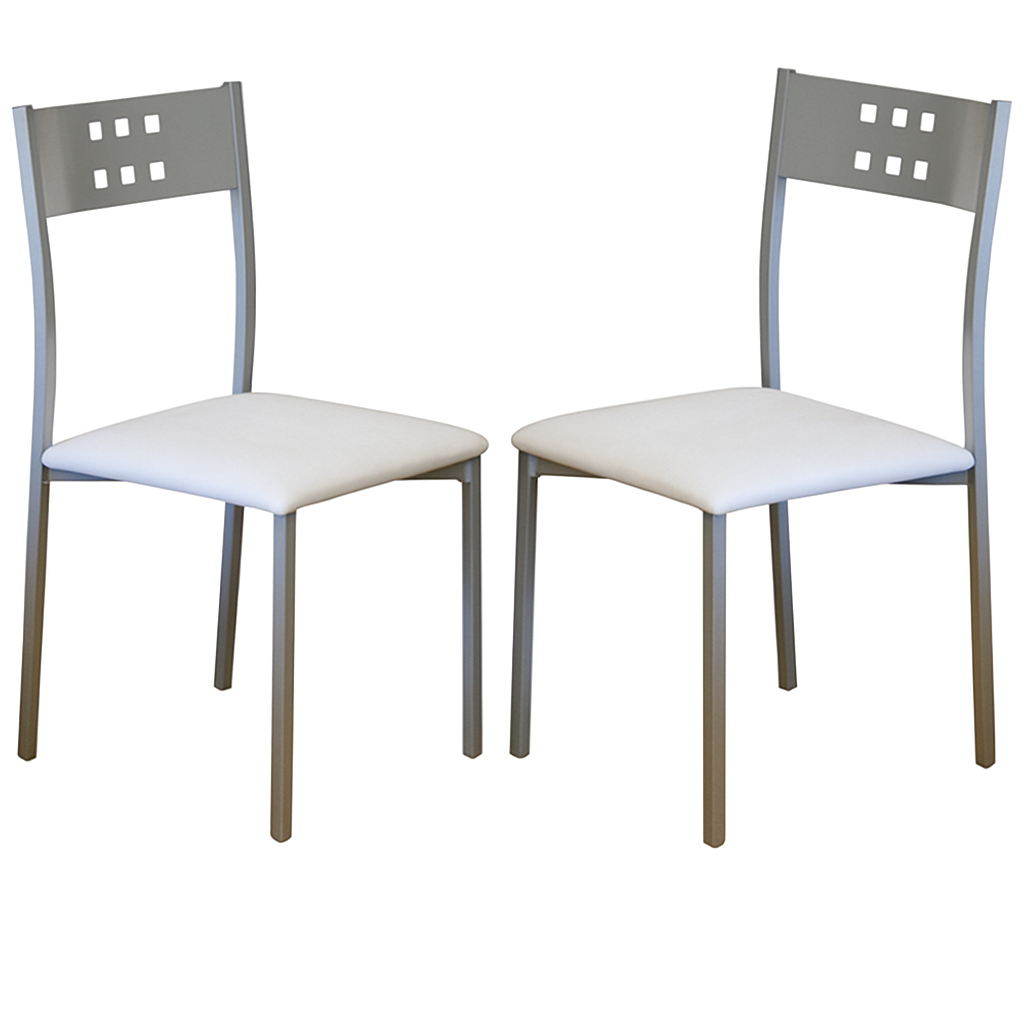 Momma Home set de 2 sillas de cocina xara en polipiel blanca