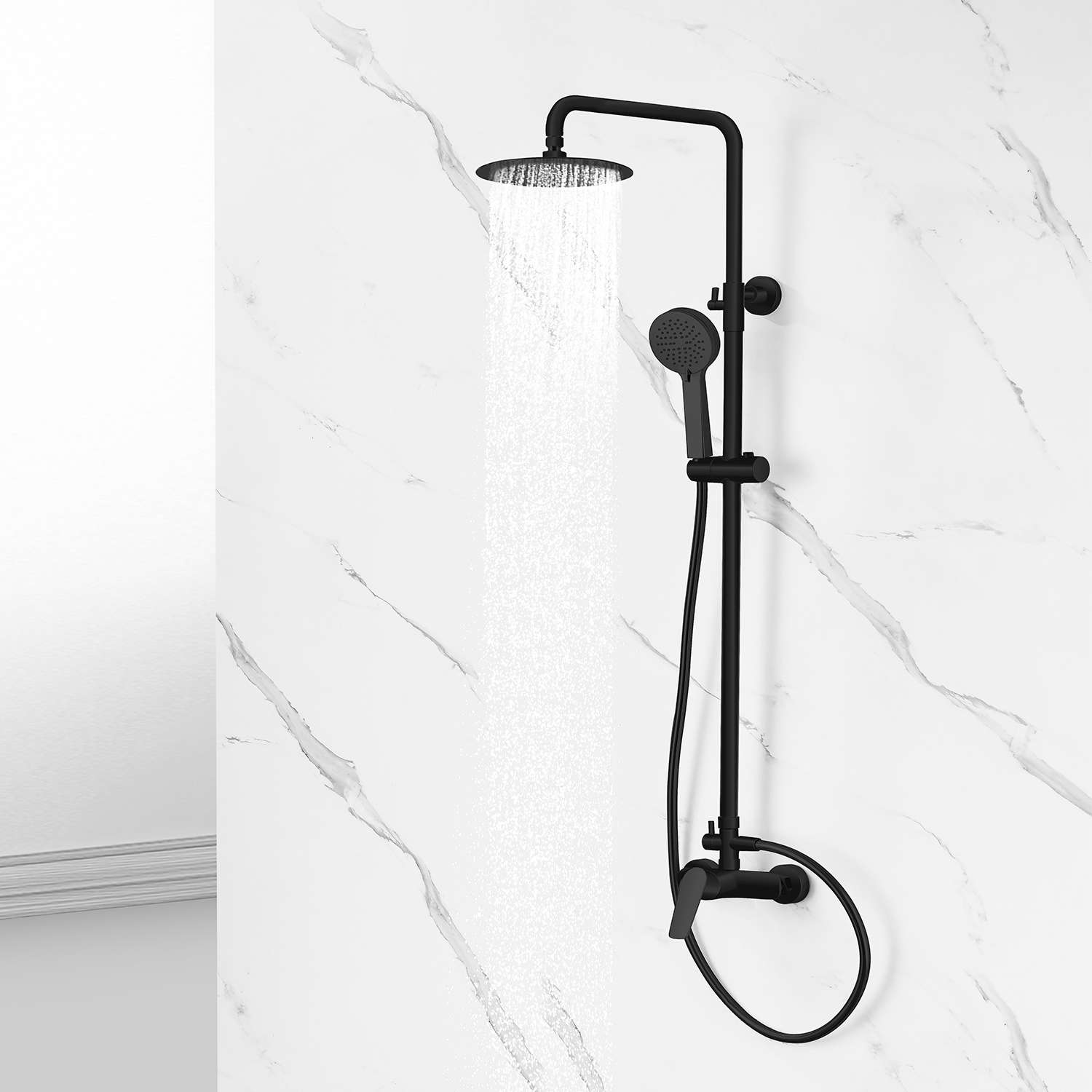 Columna de ducha monomando sky bath negro mate serie nature