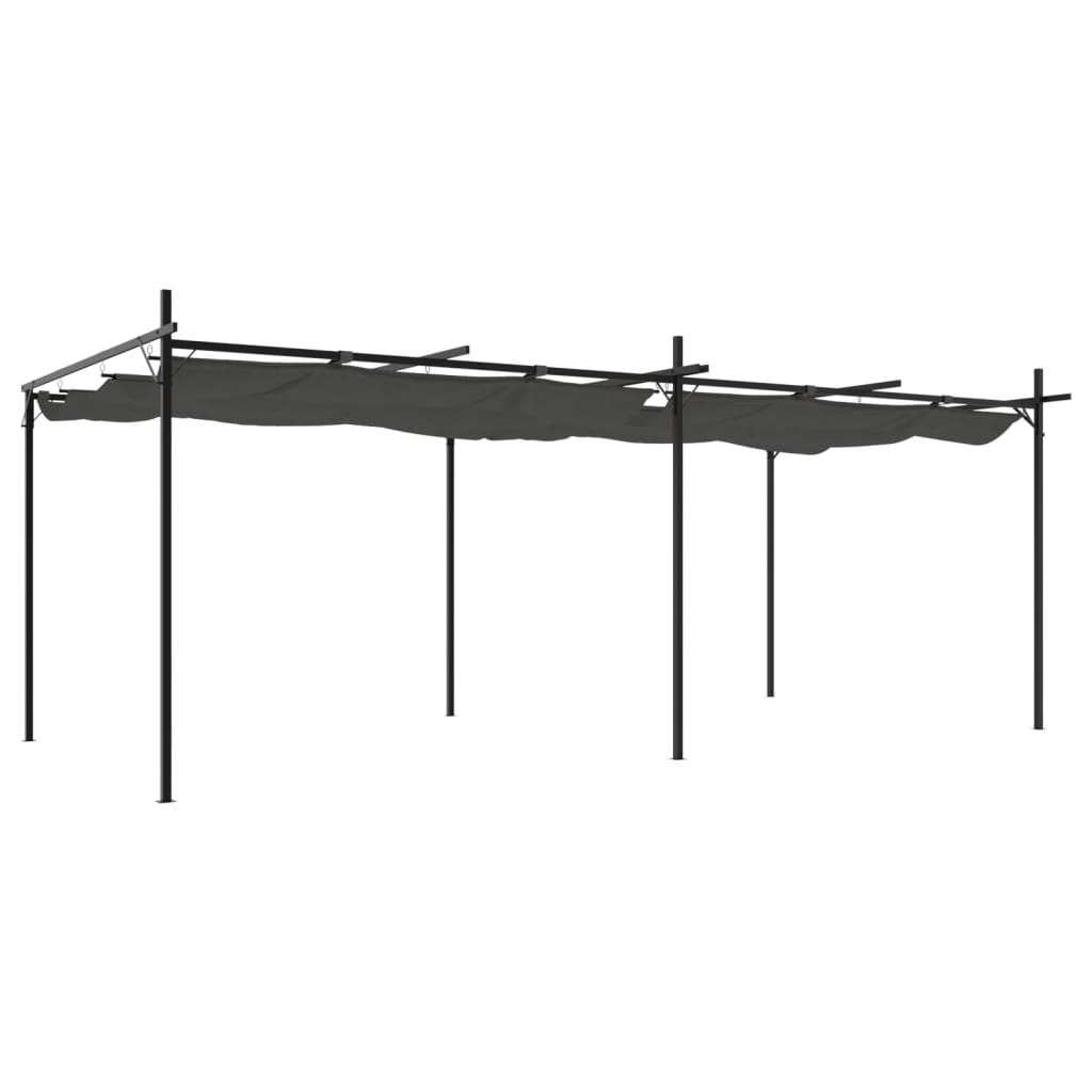 vidaXL pérgola con cubierta retráctil gris antracita 589x292x230 cm