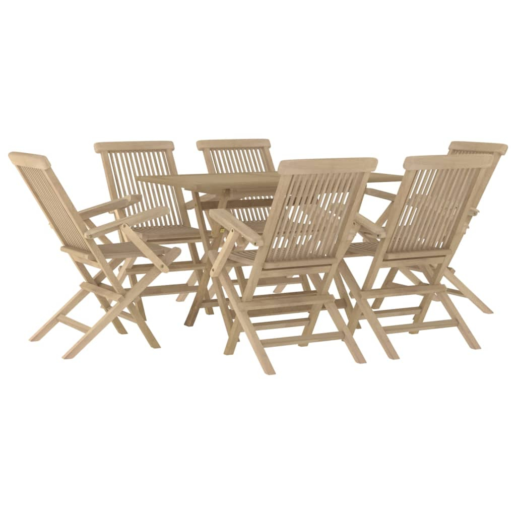 vidaXL juego de comedor de jardín 7 piezas madera maciza de teca gris
