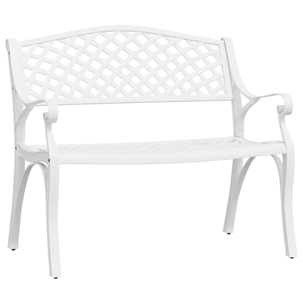 vidaXL banco de jardín de aluminio fundido blanco 102 cm