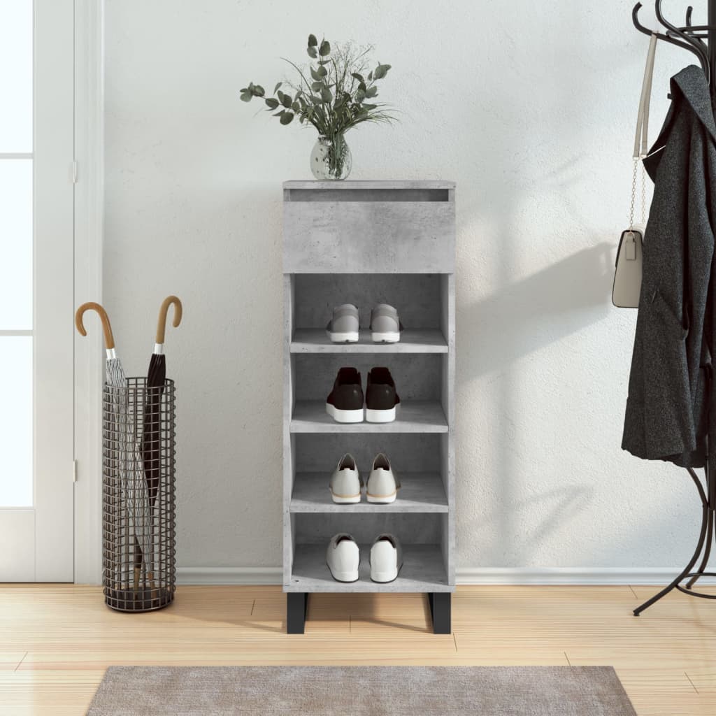 Mueble zapatero madera contrachapada gris hormigón 40x36x105 cm esxt3012