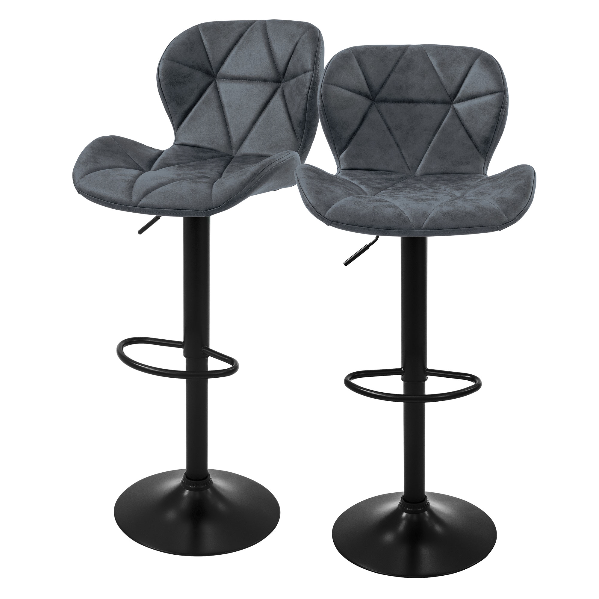 Juego de 2x taburetes de bar antracita sillas con respaldo asientos