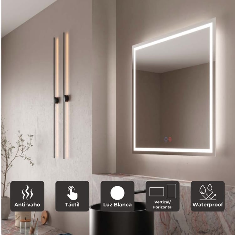 LEDimex-espejo holanda 120x80 LED cuadrado luz frontal