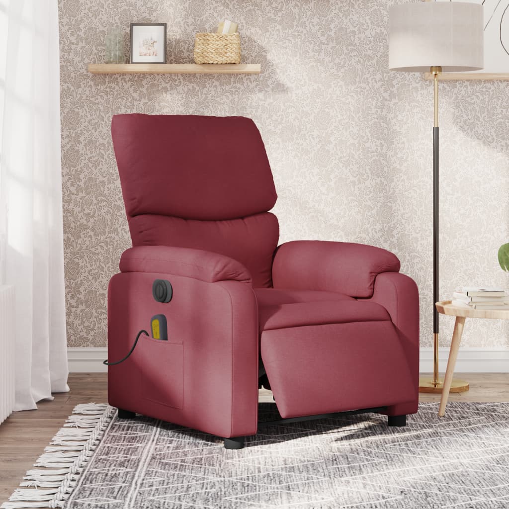Sillón de masaje reclinable eléctrico tela rojo tinto qweo8307