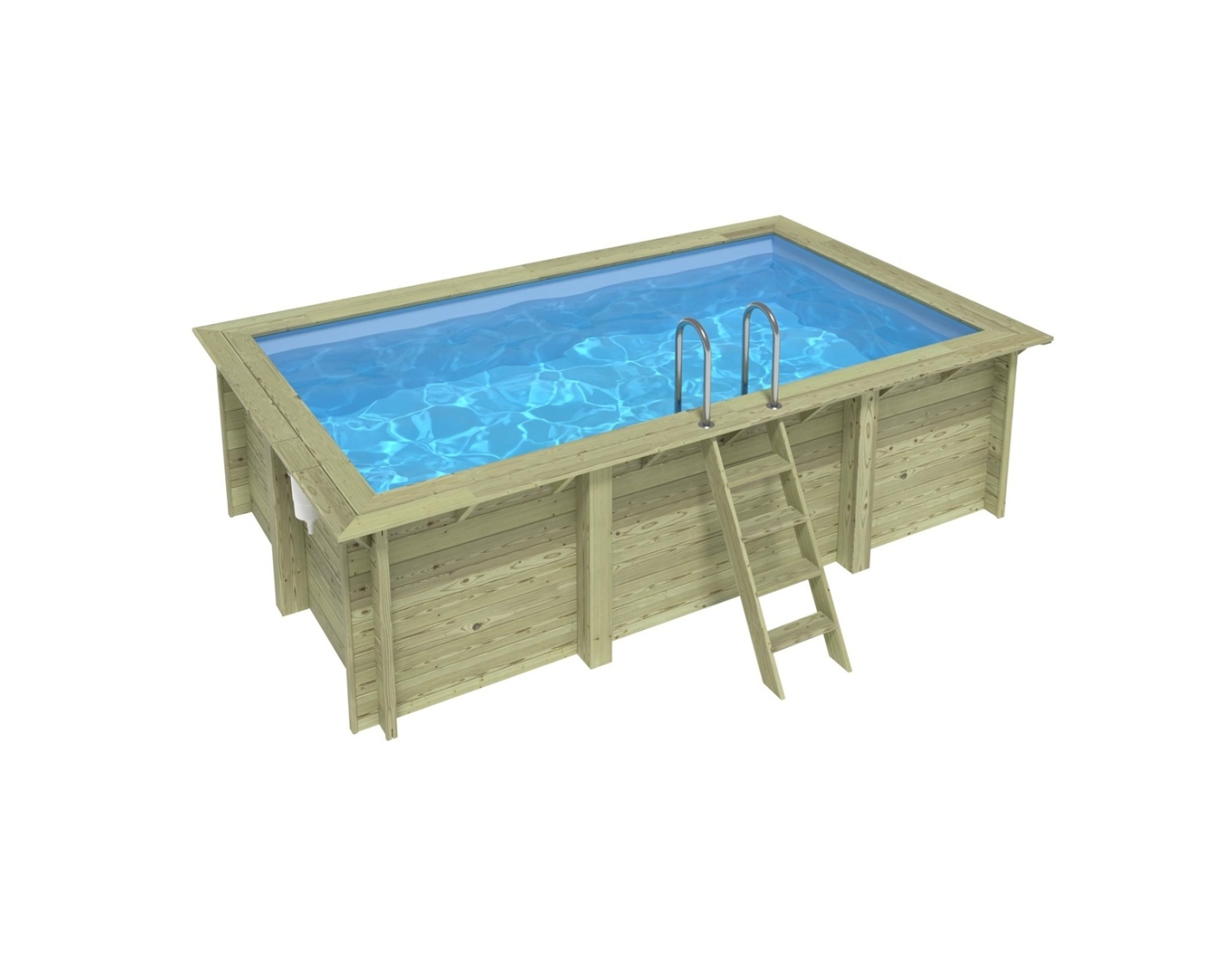 Piscina de madera aqua 4.65x2.85 - h.1.24, azul, con vigas l - bas7306ospl