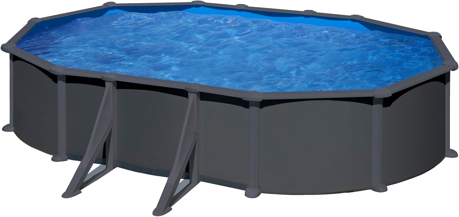 Piscina gre ovalada granada desmontable imitacion antracit 500 x 300 x 132