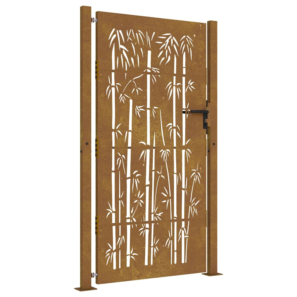 vidaXL puerta de jardín 100x200 cm de acero corten con diseño de bambú
