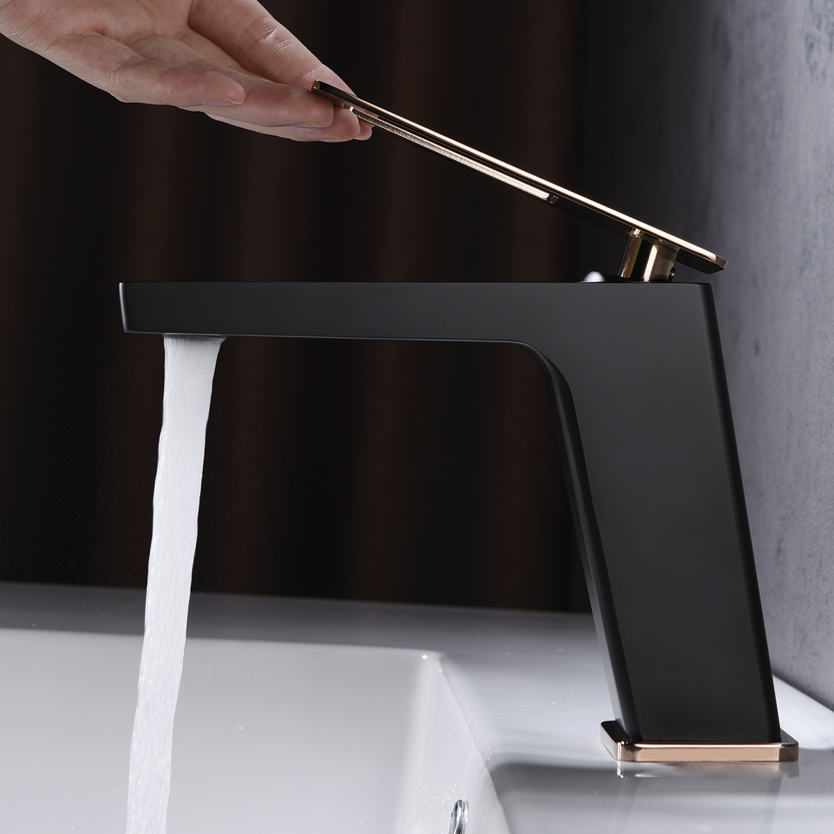 Grifo de lavabo suecia negro oro rosa [ imex® ]